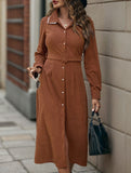 Long-sleeved shirt corduroy dress