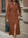 Long-sleeved shirt corduroy dress