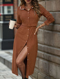 Long-sleeved shirt corduroy dress