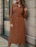 Long-sleeved shirt corduroy dress