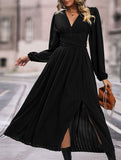 Solid color dress midi length