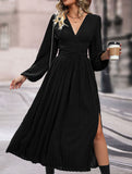 Solid color dress midi length