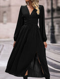 Solid color dress midi length