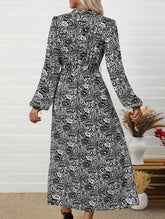 Printed elegant V-neck long-sleeved dress