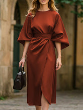 Casual solid color waist dress