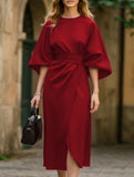 Casual solid color waist dress