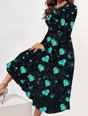 Casual new round neck heart dress