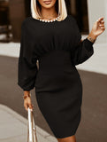 Slim Fit Oversized Knitted Batwing Sleeve Dress