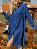 Vintage washed denim loose raw edge dress