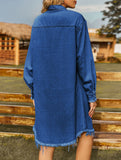 Vintage washed denim loose raw edge dress