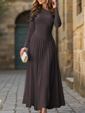 Casual high waist long sleeve maxi dress