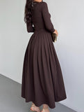 Casual high waist long sleeve maxi dress