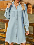 Vintage washed denim loose raw edge dress