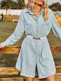 Vintage washed denim loose raw edge dress