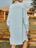 Vintage washed denim loose raw edge dress