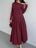 Casual high waist long sleeve maxi dress
