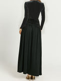 Retro deep V long sleeve maxi dress