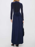 Retro deep V long sleeve maxi dress