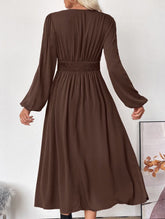 Retro waist deep V neck dress