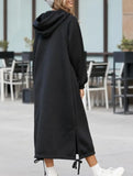 Solid color oversized long sweatshirt
