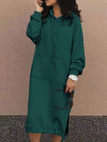 Solid color oversized long sweatshirt