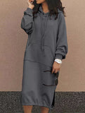 Solid color oversized long sweatshirt