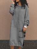 Solid color oversized long sweatshirt