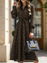 long-sleeved leopard print dress