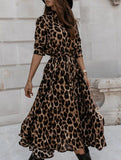 long-sleeved leopard print dress