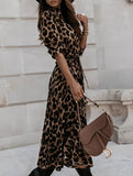 long-sleeved leopard print dress