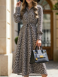 long-sleeved leopard print dress
