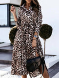 long-sleeved leopard print dress