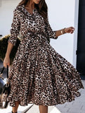 long-sleeved leopard print dress