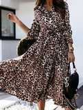 long-sleeved leopard print dress