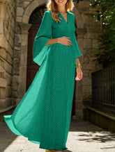 Floral loose V-neck waisted dress