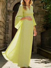 Floral loose V-neck waisted dress