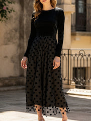 Retro slim-fitting mesh dress