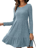 Vintage Striped Crew Neck Knit Sweater Dress