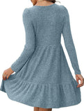 Vintage Striped Crew Neck Knit Sweater Dress