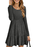 Vintage Striped Crew Neck Knit Sweater Dress