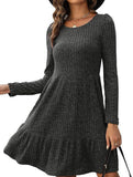 Vintage Striped Crew Neck Knit Sweater Dress