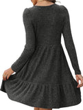 Vintage Striped Crew Neck Knit Sweater Dress