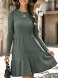 Vintage Striped Crew Neck Knit Sweater Dress