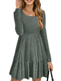 Vintage Striped Crew Neck Knit Sweater Dress