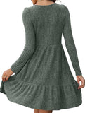 Vintage Striped Crew Neck Knit Sweater Dress