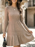 Vintage Striped Crew Neck Knit Sweater Dress