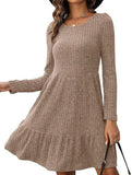 Vintage Striped Crew Neck Knit Sweater Dress