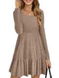 Vintage Striped Crew Neck Knit Sweater Dress