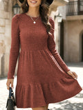 Vintage Striped Crew Neck Knit Sweater Dress