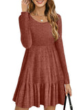 Vintage Striped Crew Neck Knit Sweater Dress